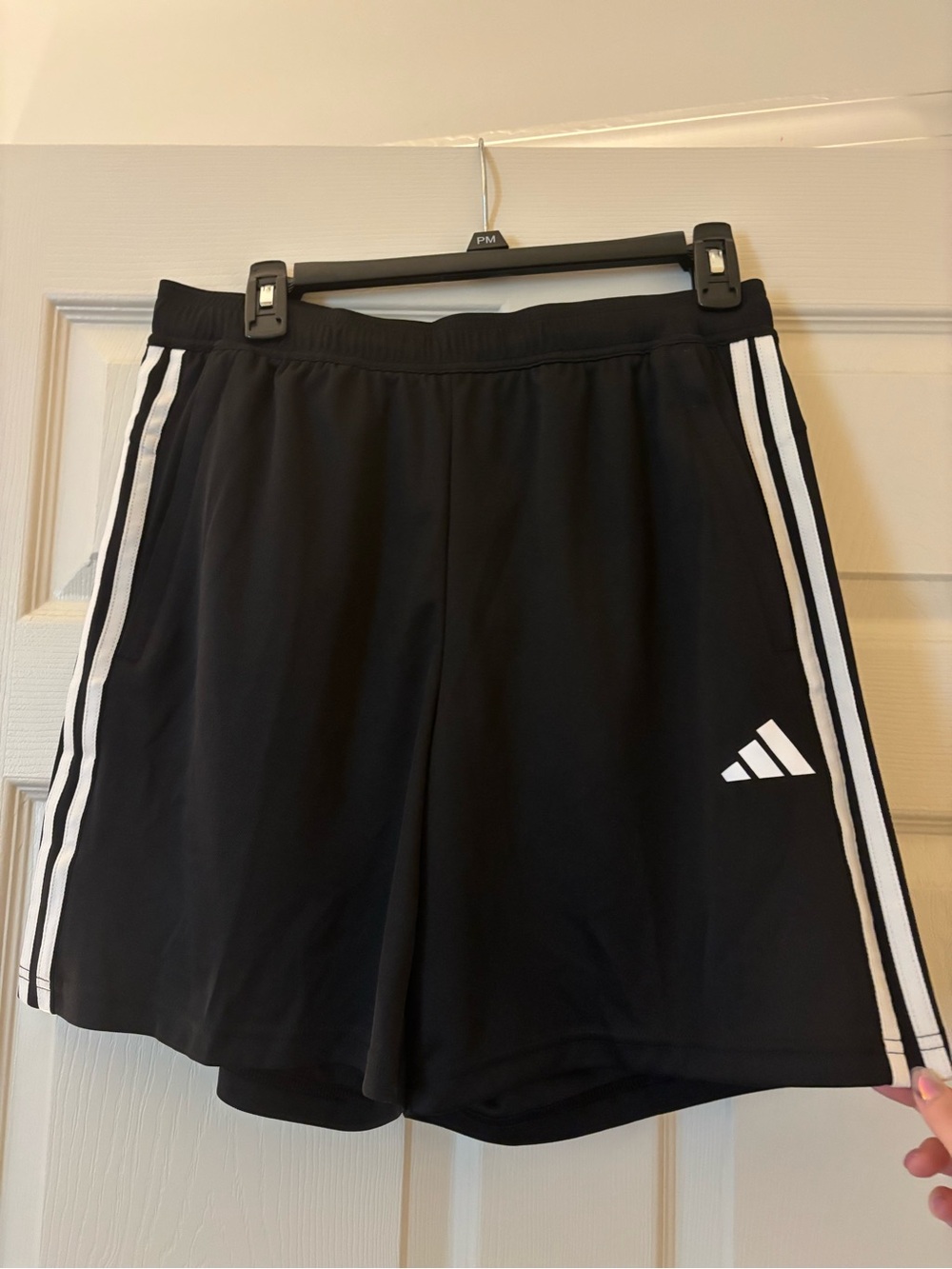 adidas Black Shorts with White Stripe Accents